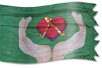 Convenio de Amor La bandera de seda de la adoración, de la guerra y del ministerio diseña