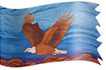 Águila Remontando La bandera de seda de la adoración, de la guerra y del ministerio diseña