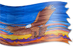 Águila Descendiendo en Guerra La bandera de seda de la adoración, de la guerra y del ministerio diseña