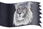 Hand painted silk: Lion of Judah Our Defence Diseño