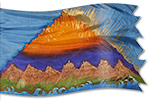 Hand painted silk: El reino - siete montañas Diseño